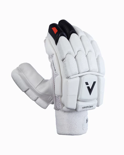 ANGLAR white cricket batting glove with black and red accents