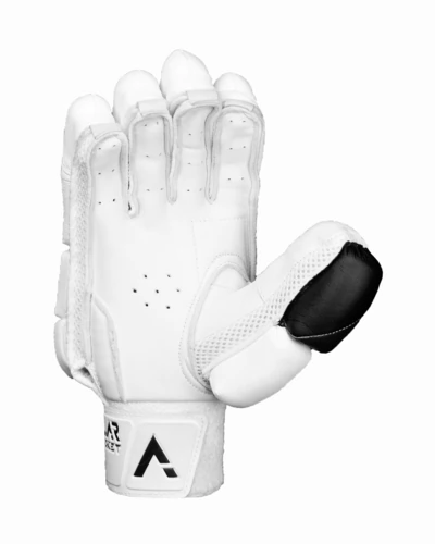 ANGLAR white cricket batting glove with black thumb protection