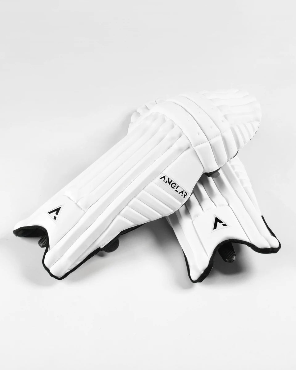 Pair of white ANGLAR cricket batting pads