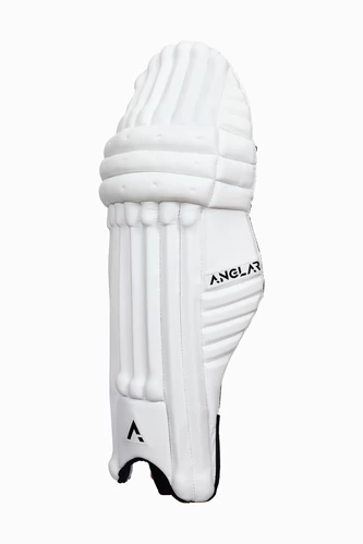 Single white ANGLAR cricket batting pad with black trim