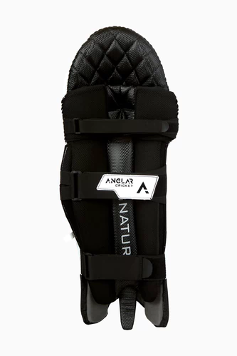White cricket batting pad with quilted padding and straps
