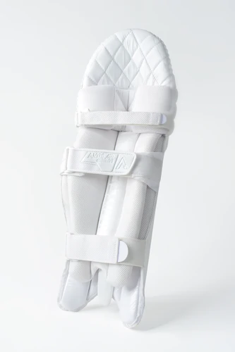 White cricket batting pad with straps and quilted padding