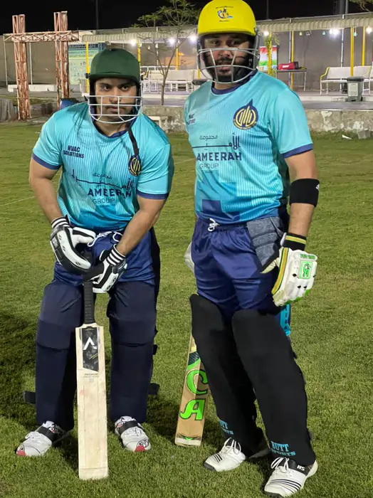 Two cricketers with ANGLAR bats, best bat company and cricket store in India.